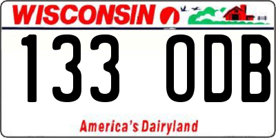 WI license plate 133ODB