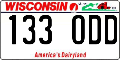 WI license plate 133ODD