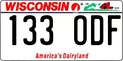 WI license plate 133ODF