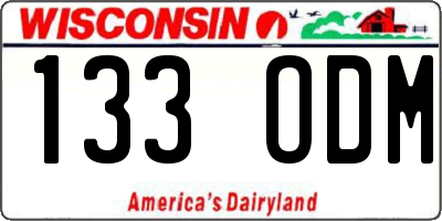 WI license plate 133ODM