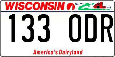 WI license plate 133ODR