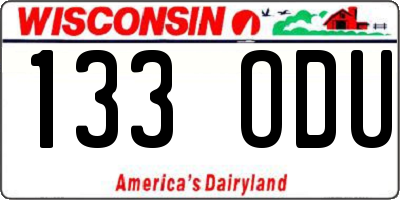 WI license plate 133ODU