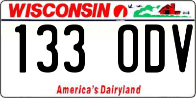 WI license plate 133ODV