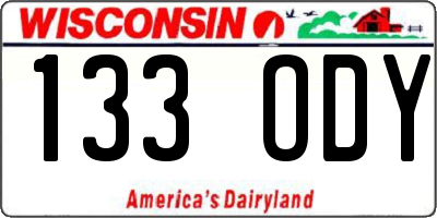WI license plate 133ODY