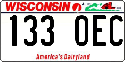 WI license plate 133OEC