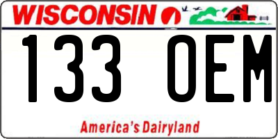 WI license plate 133OEM