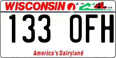 WI license plate 133OFH