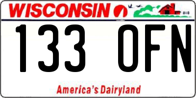 WI license plate 133OFN