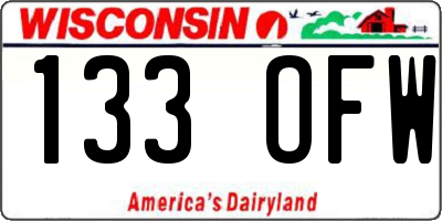 WI license plate 133OFW