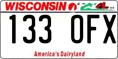 WI license plate 133OFX