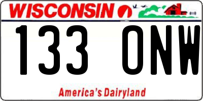 WI license plate 133ONW