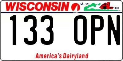 WI license plate 133OPN