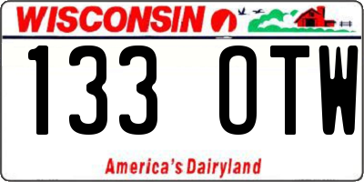 WI license plate 133OTW