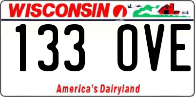 WI license plate 133OVE