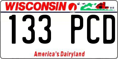WI license plate 133PCD