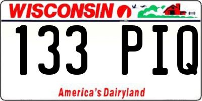 WI license plate 133PIQ