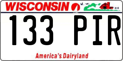 WI license plate 133PIR