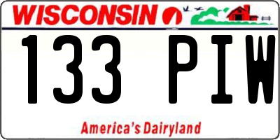 WI license plate 133PIW