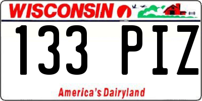 WI license plate 133PIZ