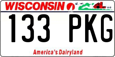 WI license plate 133PKG