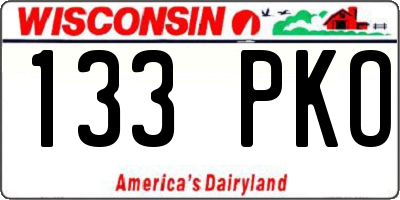 WI license plate 133PKO
