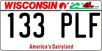 WI license plate 133PLF