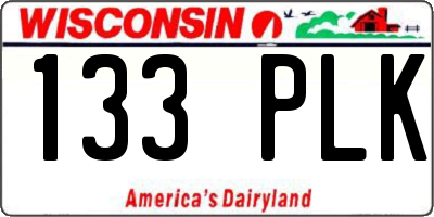 WI license plate 133PLK