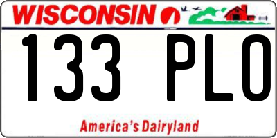 WI license plate 133PLO