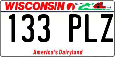 WI license plate 133PLZ
