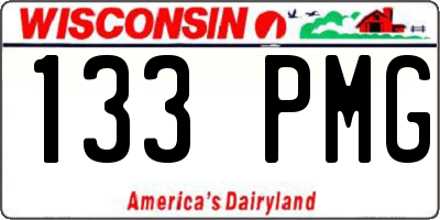 WI license plate 133PMG