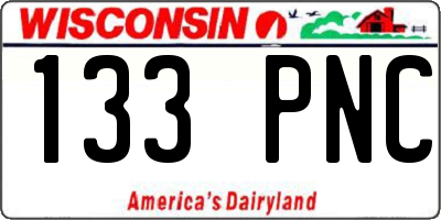WI license plate 133PNC