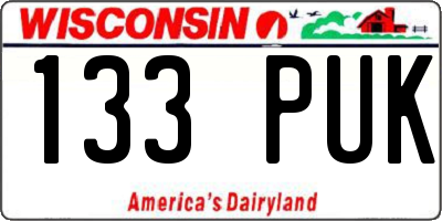 WI license plate 133PUK