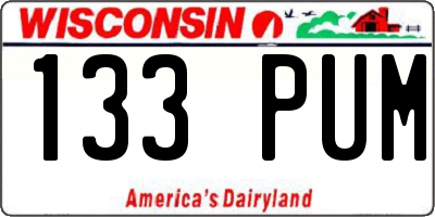 WI license plate 133PUM