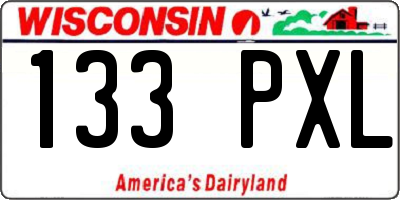 WI license plate 133PXL
