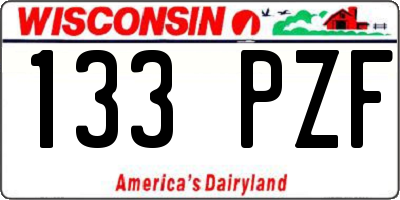 WI license plate 133PZF
