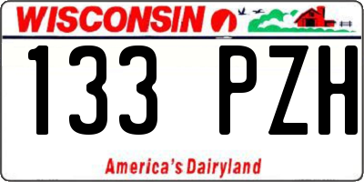 WI license plate 133PZH