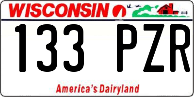 WI license plate 133PZR