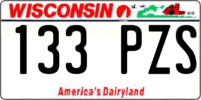 WI license plate 133PZS