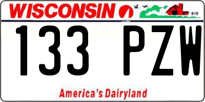 WI license plate 133PZW