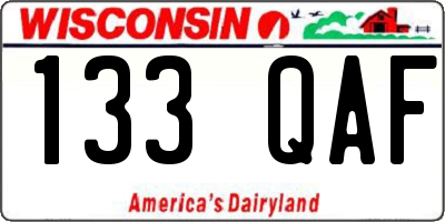 WI license plate 133QAF