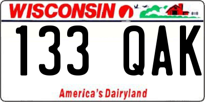WI license plate 133QAK