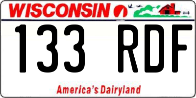 WI license plate 133RDF