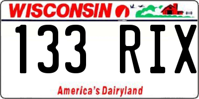 WI license plate 133RIX