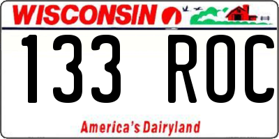 WI license plate 133ROC