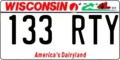 WI license plate 133RTY