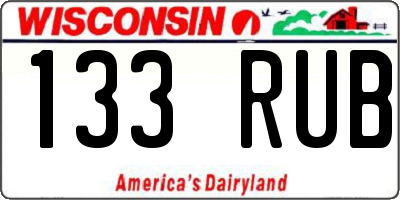 WI license plate 133RUB
