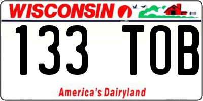 WI license plate 133TOB