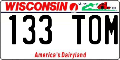 WI license plate 133TOM