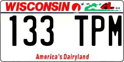 WI license plate 133TPM