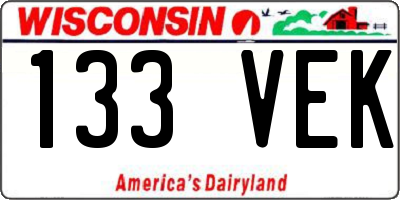 WI license plate 133VEK
